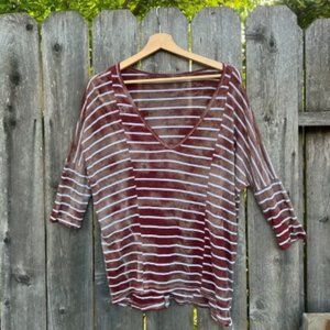 Rust Brown and White Stripe Tie Dye Dolman Tee 🌿